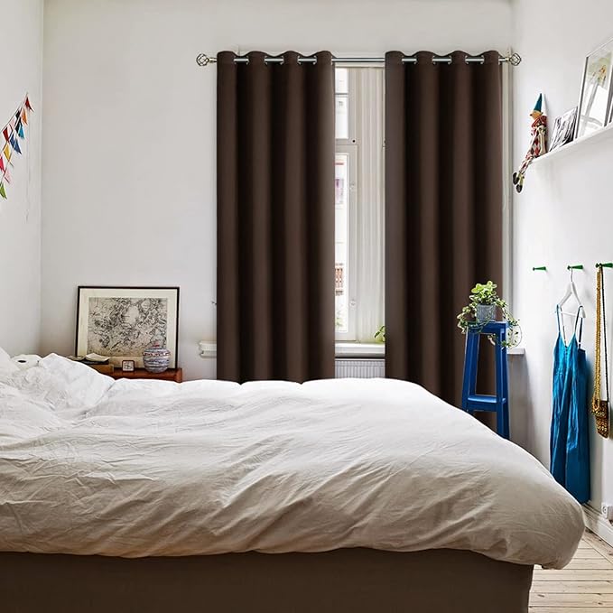 BGment Blackout Curtains - Grommet Thermal Insulated Room Darkening Bedroom and Living Room Curtains, Set of 2 Panels (52 x 108 Inch, Brown)