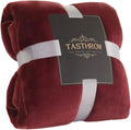 TASTHROW Large Flannel Fleece Throw Blanket, 50×70 Inch - Cozy Lightweight Thick Blanket - All Seasons Suitable for Women, Men and Kids (Burgundy)