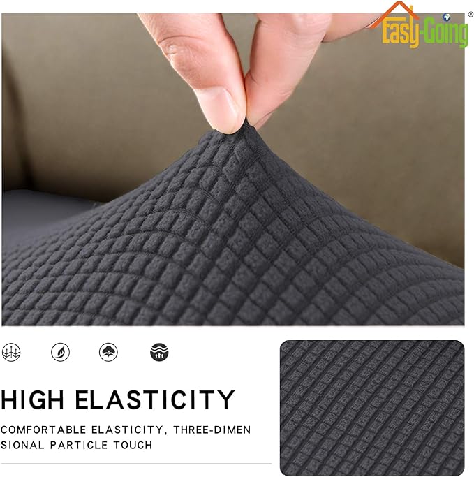 Easy-Going Stretch Cushion Cover Sofa Cushion Furniture Protector Sofa Seat Sofa slipcover Sofa Cover Soft Flexibility with Elastic Bottom(Sofa Cushion, Dark Gray)