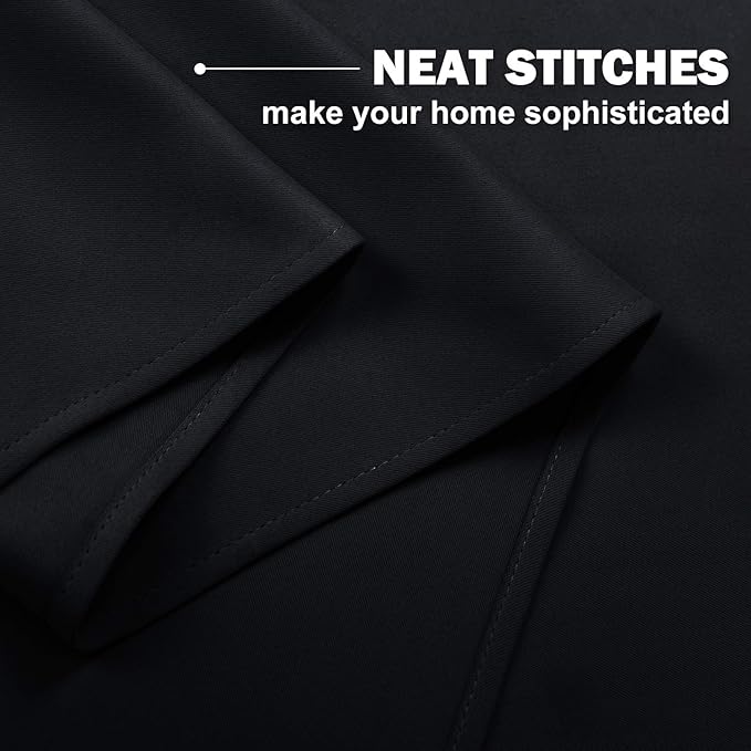 NICETOWN Black Small Window Curtains - Thermal Insulated Home Decor Blackout Grommet Halloween Curtains Drapes for Cafe, Kitchen, Laundry (42W by 36L 1.2 inches Header, Black, 2 Pieces)
