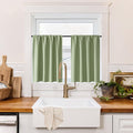 RYB HOME 100% Blackout Basement Curtains 30 inches Long, Heat & UV Blocking Total Room Darkening Noise Reducing Curtains for Bathroom RV Campers, Sage Green, 2 Panels Set