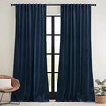 RYB HOME Navy Blue Velvet Curtains 84 inches- Velevt Blackout Curtains for Bedroom, Thermal Insulated Noise Reducing Panels Soft Luxury Window Decor, Navy Blue, W52 x L84 inches, 2 Panels