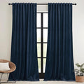 RYB HOME Navy Velvet Curtains 90 inches- Velevt Blackout Curtains for Bedroom, Soft Luxury Window Decor for Hotel Room Hall Kid Room, Navy Blue, W52 x L90 inches, 2 Panels