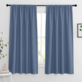 RYB HOME Extra Wide Blackout Curtains for Bedroom Living Room 63 inches Long, Thermal Insulated Privacy Drapes for Nursery Home Theater Dining Room, Width 62 by Length 63, Stone Blue, 2 Panels