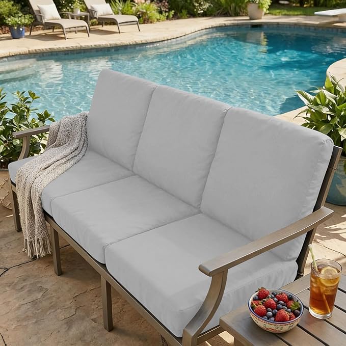 hyha Milk Silk Couch Cushion Covers, Soft Magic Sofa Covers Washable for Cushion Couch, Stretch Sectional Outdoor Cushion Covers for Patio Furniture with Elastic Bottom(Small, Grey)