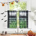 YJ YANJUN Vintage Lace Curtains 24 inch Length Set of 2 Victorian Gothic Short Half Curtains for Kitchen Bathroom RV Light Filtering Small Window Drapes Halloween Goth Dark Room Decor 26 x 24 Black