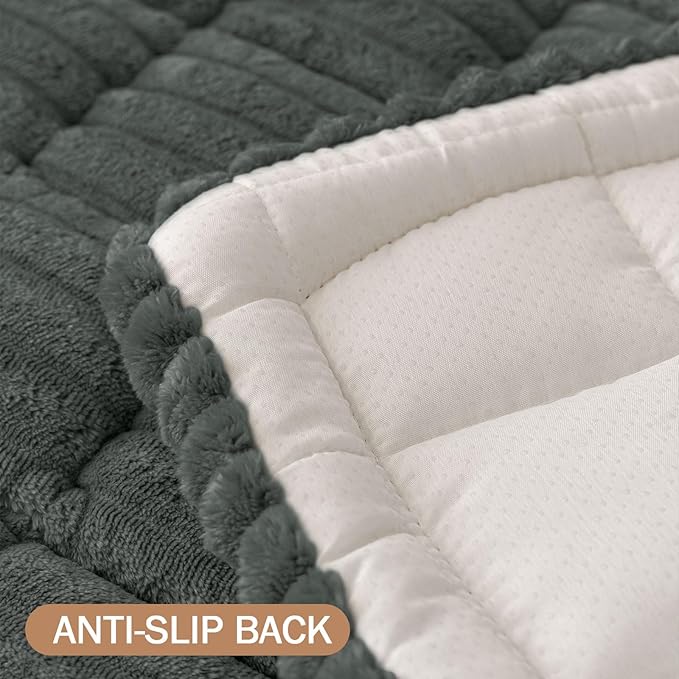 Smiry Couch Cover for Dogs Washable, Non Slip Fuzzy Pet Couch Covers for 3 Cushion Sofa Pet Friendly, Thick Soft Sofa Slipcovers Cushion Protector (Dark Grey, 27.6" x 59")