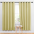 NICETOWN Bedroom Curtains Blackout Drapery Panels, 2 Panels, 70 x 72 inches, Paler Yellow, Three Pass Microfiber Thermal Insulated Solid Ring Top Blackout Window Curtains/Drapes