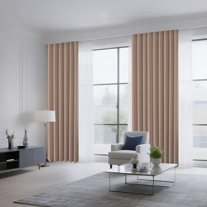 CUCRAF Khaki Blackout Curtains 72 inch Length 2 Panels Set, Rod Pocket Room Darkening Drapes for Bedroom Living Room, Insulated Thermal Light Blocking Window Curtain (W52 x L72 Inch)