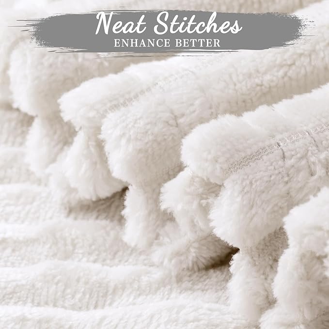 Buryeah 12 Pcs Flannel Throw Blanket Bulk 50 x 60 in Sleepover Blanket Outdoor Wedding Throw Lightweight, Oeko-tex Standard 100 Certified for Sofa Homeless Gifts (Cream White)
