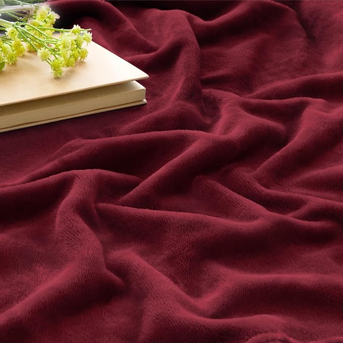 BEDELITE Fleece Blanket Burgundy Throw Blankets for Couch & Bed, Luxury Plush Cozy Fuzzy Blanket 50x60 inches, Super Soft Warm Lightweight Throw Blanket for Travel Camping