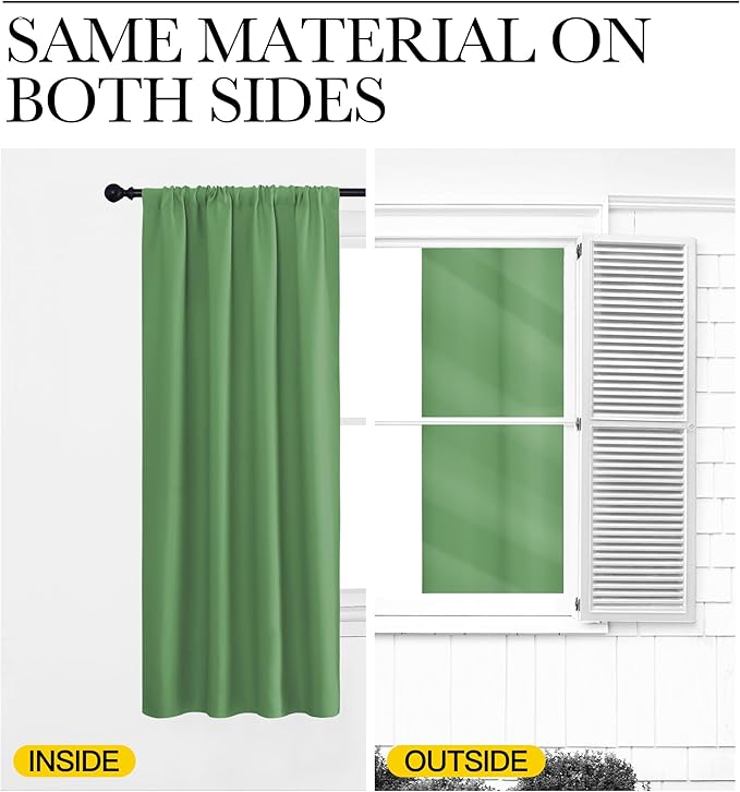 NICETOWN Window Curtains for Bedroom, Froest Green, 2 Panels, W42 x L48 -Inch, Home Decoration Thermal Insulated Rod Pocket Blackout Blinds & Drapes for Small Windows