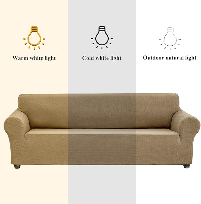 Joccun Stretch Chair Couch Cover,1-Piece Sofa Slipcover Spandex Jacquard Fabric Sofa Covers with Elastic Bottom,Washable Furniture Protector for Dogs,Cats,Kids(Armchair,Tan)