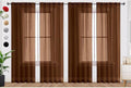 SpaceDresser Brown Sheer Curtains 4 Panels Rod Pocket Semi-Sheer Curtain 72 Inches Long Light Filtering Voile Window Drapes for Bedroom Living Room Kitchen, Each 52W x 72L