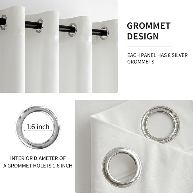 MIULEE Velvet Curtains Pure White Elegant Grommet Curtains Thermal Insulated Soundproof Room Darkening Curtains/Drapes for Classical Living Room Bedroom Decor 52 x 84 Inch Set of 2