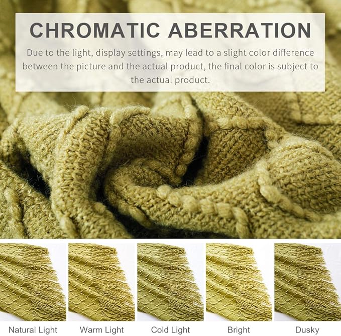 BOURINA Olive Green Throw Blanket 50x60 Inches Throw Textured Solid Soft Sofa Couch Decorative Knit Blanket
