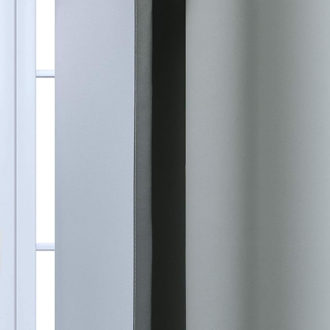 Yakamok Light Blocking Ombre Curtains, Greyish White and Grey Gradient Color Curtains, Room Darkening Grommet Window Drapes for Bedroom(52x90 Inch, Grey, 2 Panels)