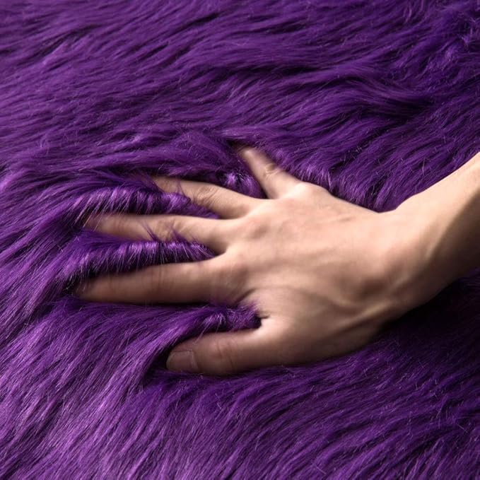 MIULEE Luxury Super Soft Fluffy Area Rug Faux Fur Sheepskin Rug Decorative Plush Shaggy Carpet for Bedside Sofa Floor Nursery 2 x 3 Feet, Purple