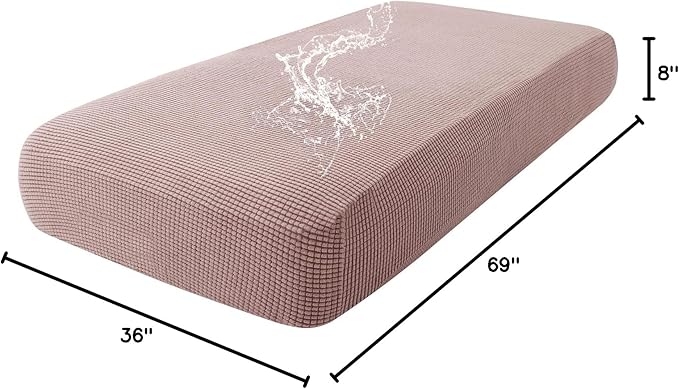 hyha Waterproof Couch Cushion Covers for Pets, Non Slip Sofa Seat Cover for Dogs Washable, Soft Thick Stretch Jacquard Fabric, Sofa Slipcovers with Elastic Bottom (1 Piece for Large, Camel)
