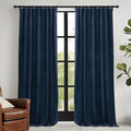 RYB HOME Navy Blue Velvet Curtains 72 inches with Hook Belt, Soft Fabric Room Darkening Thermal Insulated Luxurious Home Decor Curtains for Living Room Bedroom, W 52" x L 72", 2 Panels Set