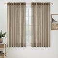 MIULEE Taupe Grey Linen Curtains 45 Inch Length 2 Panels for Bedroom Living Room, Soft Linen Textured Window Drapes Semi Sheer Light Filtering Back Tab Rod Pocket Farmhouse Modern Burlap Look Decor