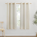 NICETOWN Thick Linen Blend Curtains Flax Textured for Bedroom, Rustic Grommet Semi Sheer Privacy Added Window Curtains & Drapes Light Filtering for Nursery, Natural, W42 x L63, Set of 2