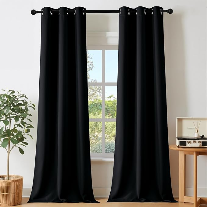 NICETOWN Living Room Black Out Curtains 84 inches Long, Thermal Insulated Window Treatments Solid Grommet Room Darkening Drapes for Bedroom/Kids Room, W40 x L84, 2 Panels