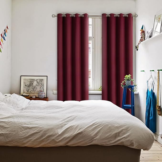 BGment Blackout Curtains - Grommet Thermal Insulated Room Darkening Bedroom and Living Room Curtains, Set of 2 Panels (52 x 120 Inch, Burgundy)