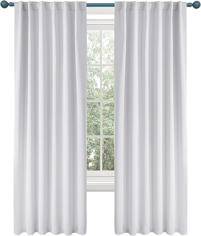 Deconovo Blackout Curtains Back Tab and Rod Pocket Thermal Insulated Curtain Penels for Sliding Door 52Wx108L Inch Greyish White 2 Panels