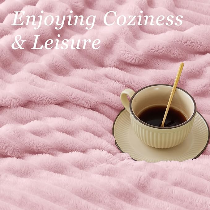 BEDELITE Twin Blanket for Couch & Bed, 300GSM Soft & Warm Fleece Blanket, Decorative and Giftable Striped Cherry Blossom Blankets for Women, Men, 60"x80"