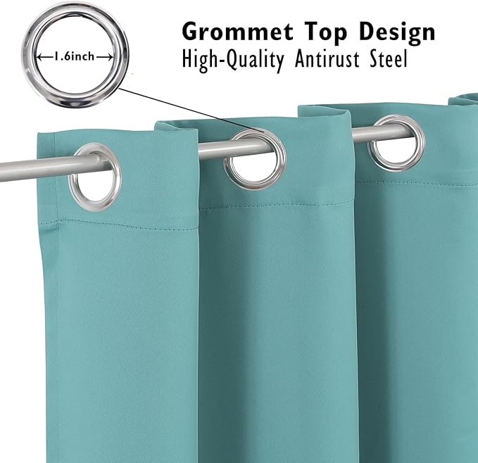 ChrisDowa Blackout Curtains 120 inches Long for Bedroom - 2 Panels Set Grommet Thermal Insulated Room Darkening Curtains for Living Room (Aqua, 52 x 120 Inch)