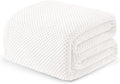 Exclusivo Mezcla Fleece Bed Blanket Queen Size, Super Soft and Warm Blankets for Couch, Sofa and Bed Waffle Textured, Cozy, Fuzzy and Lightweight (Pure White, 90x90 Inches)
