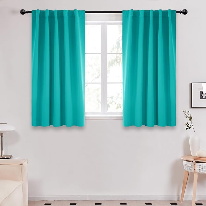 Deconovo Blackout Curtains, Thermal Insulated, W42 x L54 2 Panels, Back Tab, Machine Washable, Room-Darkening Drapes for Bedroom/Living Room Turquoise
