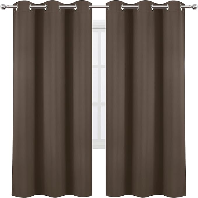 LEMOMO Chocolate Brown Thermal Blackout Curtains/42 x 72 Inch/Set of 2 Panels Room Darkening Curtains for Bedroom