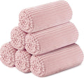 Buryeah 6 Pcs Flannel Throw Blanket Bulk 50 x 60 in Sleepover Blanket Outdoor Wedding Throw Lightweight, Oeko-tex Standard 100 Certified for Sofa Homeless Gifts (Light Pink)