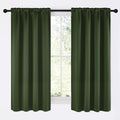 NICETOWN Dark Green Blackout Cafe Satin Curtains for Small Windows, 42" Wide by 63" Long, 2 Panels, Rod Pocket Noise Reducing Faux Silk Blackout Drapes for Dining Room