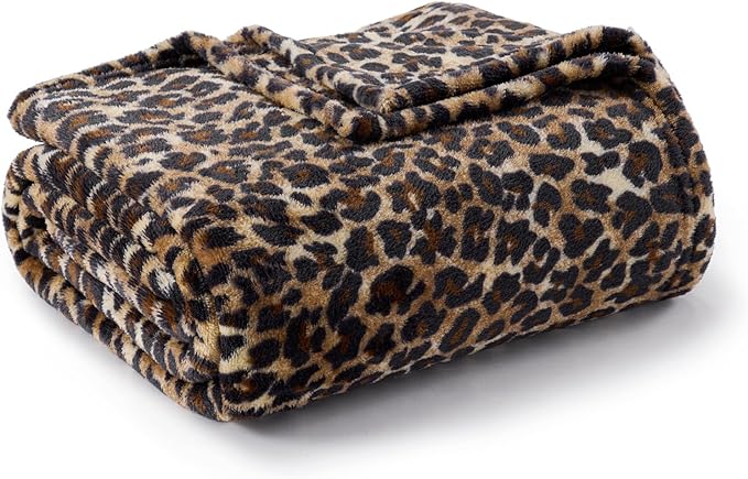 BEDELITE Fleece Blanke for Couch & Bed Leopard Print Throw Blanket – Soft Cheetah Blanket, Cozy Lightweight Fleece Animal Print Throw, 60"x 80", Brown