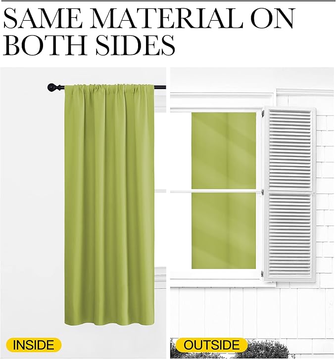 NICETOWN Green Blackout Draperies Curtains - Thermal Insulated Home Decoration Blackout Drapes for Kid's Room (1 Pair, 42 x 63 Inch, Fresh Green)