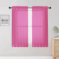 OWENIE Hot Pink Sheer Curtains for Bedroom Living Room 54 Inch Length 2 Panels Set, Soft Solid Light Filtering Sheer Short Curtains for Small Window, 2 Pcs Total 84 Width 54 Long, Hot Pink