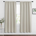 RYB HOME Curtains for Bedroom Living Room 63 inches Long, Thermal Insulated Privacy Rod Pocket Drapes for Nursery Office Home Theater, Width 34 by Length 63, Natural, 2 Panels
