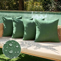 MIULEE Pack of 4 Decorative Throw Pillow Covers Linen Waterproof Pillow Covers Farmhouse Cushion Cases for Outdoor Patio Garden Tent Balcony Couch Sofa18x18 inch Dark Green