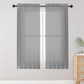 OWENIE Sheer Curtains Living Room 54 inches Long, Rod Pocket Curtain Sheers Bedroom, Light Filtering Voile Panels Drapes Small Window Treatments 2 Panels, 42" W x 54" L, Grey