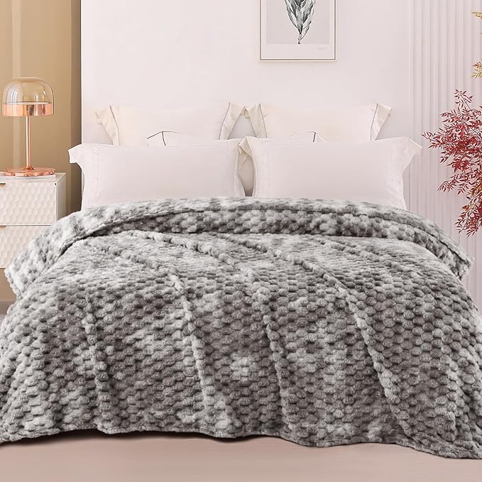 Exclusivo Mezcla Fleece Twin Blanket for Bed, Extra Large Fuzzy Tie-dye Grey Bed Blankets, Soft Cozy Plush Sofa Throws for All Seasons, 60x80 Inches