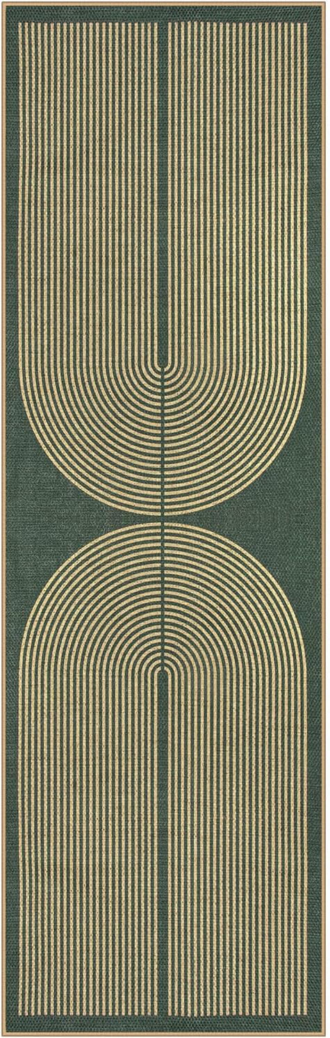 Lahome Enfys Modern Rainbow Easy Jute Kitchen Runner, 2x8 Indoor Outdoor Runner Rug for Hallway Entryway, Farmhouse Dark Green Non Slip Floor Carpet for Bedroom Foyer Laundry Room