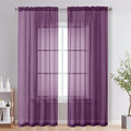 OVZME Plum Sheer Curtains 84 Inches Long 2 Panels - Soft Light Filtering Window Sheer Panels for Living Room/Bedroom, Top Dual Rod Pocket, 1 Pair, Each 42Wx84L Inches