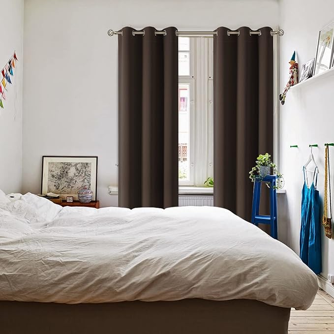 BGment Blackout Curtains for Living Room - Grommet Thermal Insulated Room Darkening Curtains for Bedroom, 2 Panels of 42 x 84 Inch, Brown