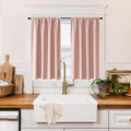 RYB HOME 100% Blackout Short Curtains for Small Window, Thermal Insulated Total Room Darkening Noise Reducing Curtains for Kitchen Bathroom Basement, 34 inches Wide by 45 inches Long, Peach Pink