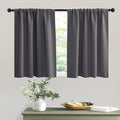 RYB HOME Short Grey Blackout Curtains for Small Bedroom Window, Insulating UV Blocking Drapes for Kitchen Cafe Basement Garage, Privacy Tiers for Bathroom Window, Width 42 by Length 36, Set of 2