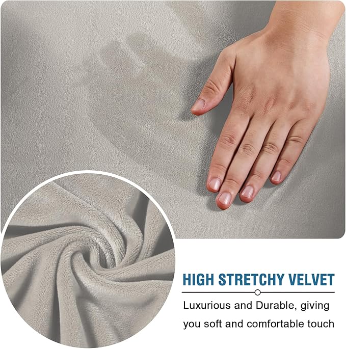 H.VERSAILTEX Wingback Chair Covers Velvet Plush Wing Chair Slipcover 1 Piece High Stretch Wing Back Chair Slipcovers Sofa Cover Furniture Cover with Elastic Bottom, Oatmeal
