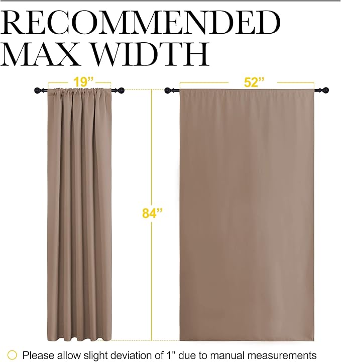 NICETOWN Room Darkening Curtains for Bedroom - Home Decoration Privacy Protection Thermal Insulated Solid Drapes/Draperies for Sliding Glass Door (Cappuccino, Set of 2, 52 x 84 inches)